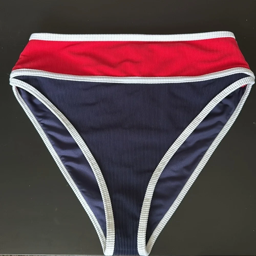 BEACH RIOT Carlotta American Colorblock High waist Bikini Bottom